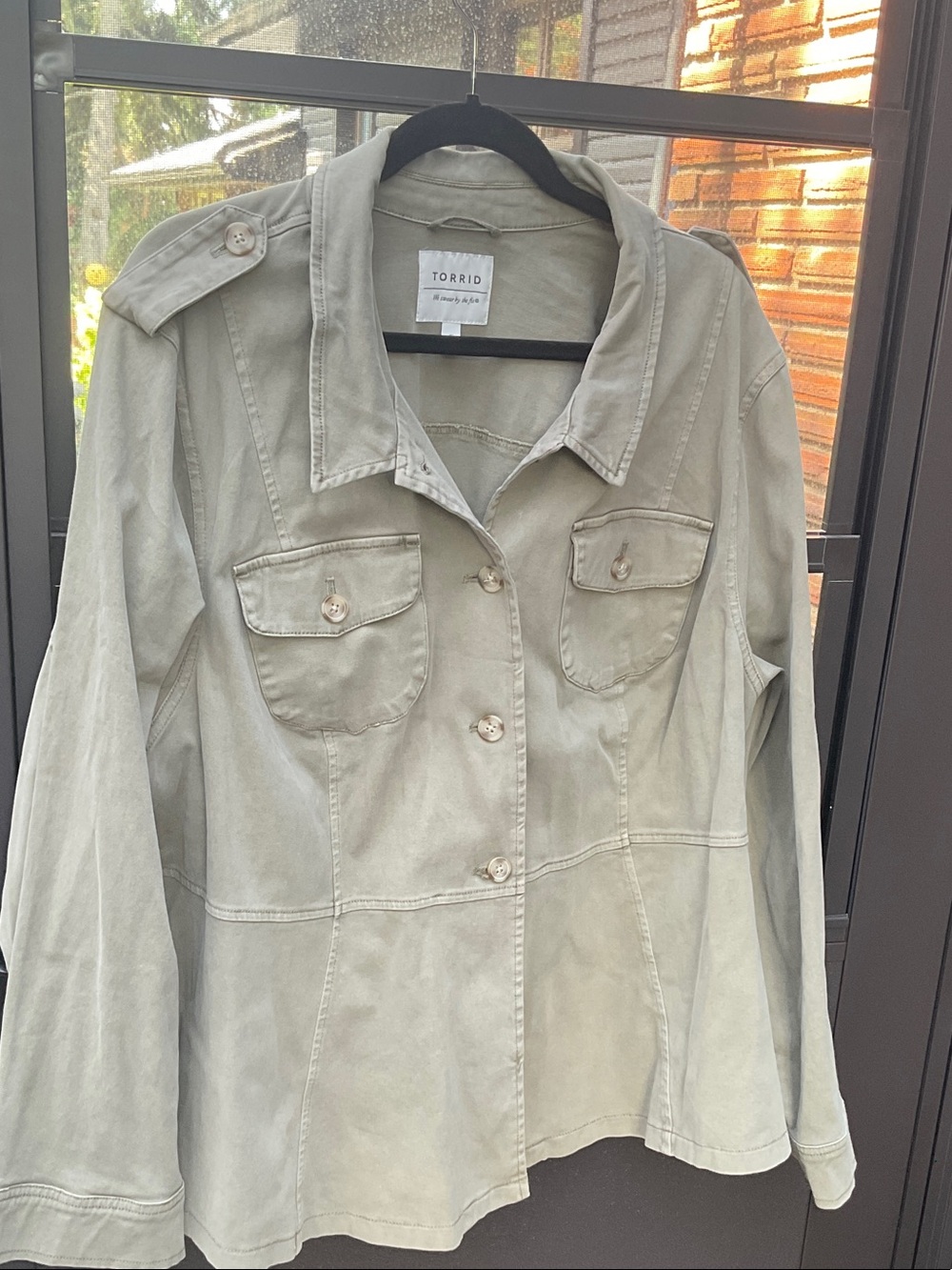 torrid Olive Green Utility Button-Front Jacket